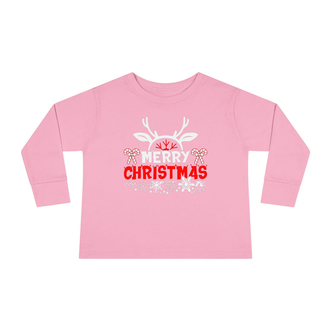 Merry Christmas Antlers - Toddler Long Sleeve Tee