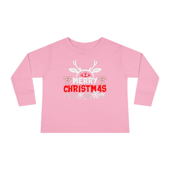 Merry Christmas Antlers - Toddler Long Sleeve Tee