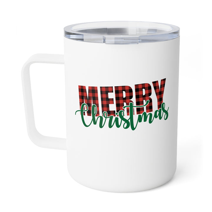Merry Christmas Merry Christmas Buffalo Plaid - Insulated Coffee Mug, 10oz