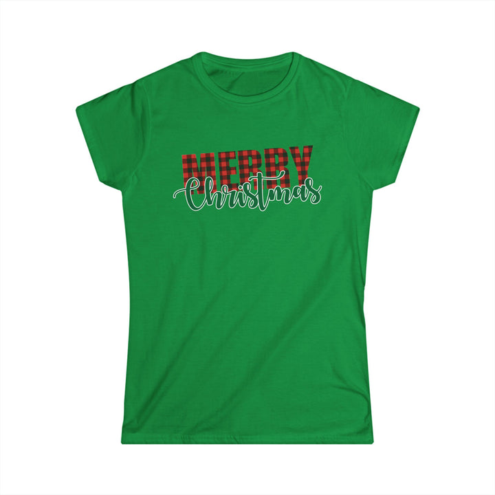 Merry Christmas Buffalo Plaid - Women's Softstyle Tee