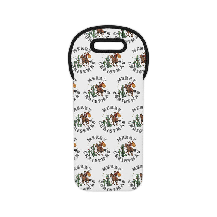 Merry Christmas Cowboy Santa - Wine Tote Bag