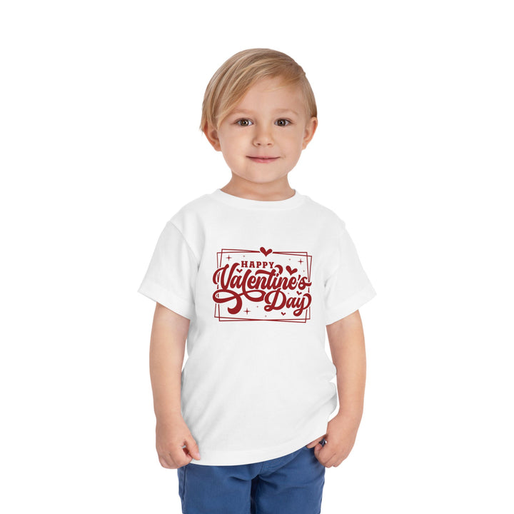 Happy Valentine's Day W/Hearts - Toddler Short Sleeve Tee