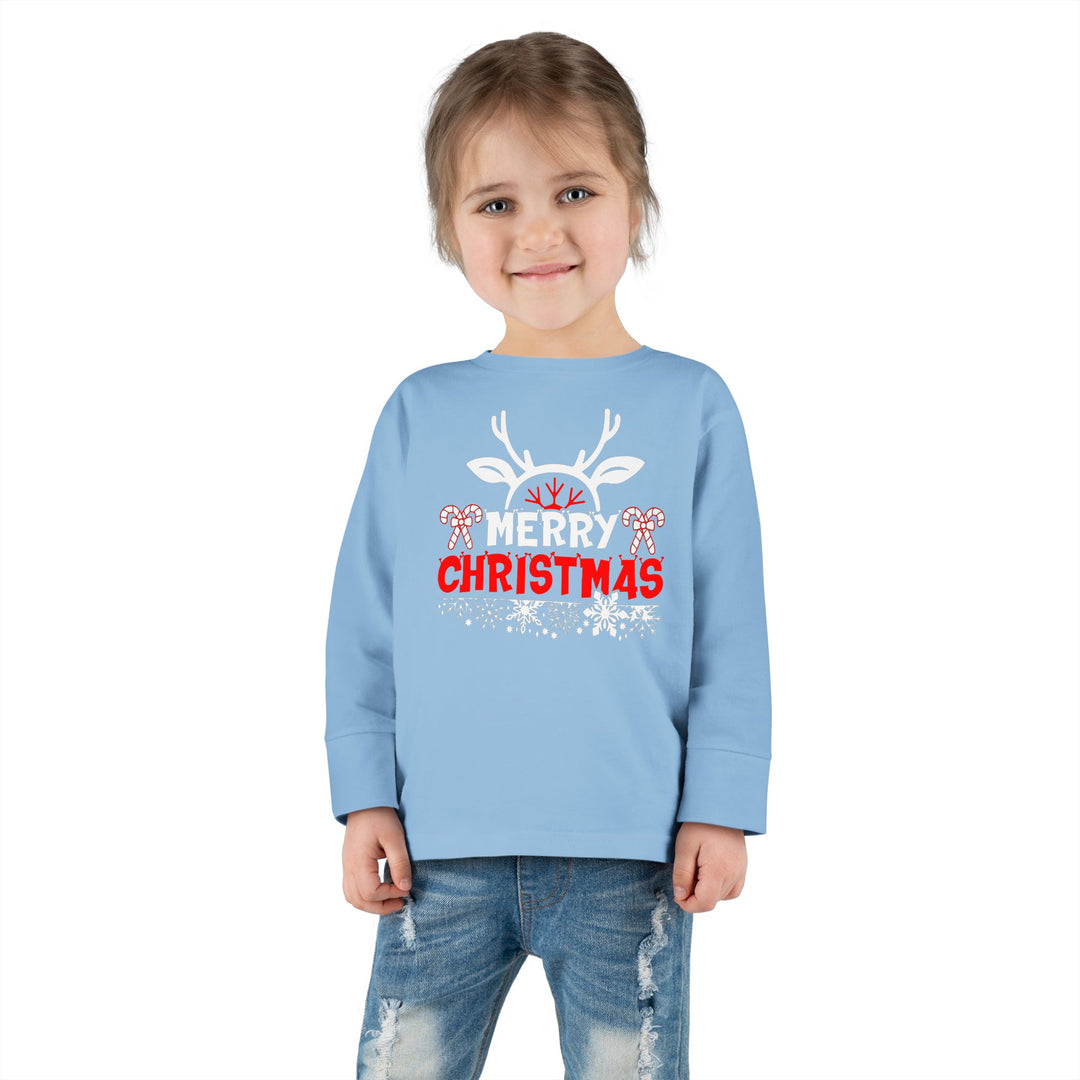 Merry Christmas Antlers - Toddler Long Sleeve Tee