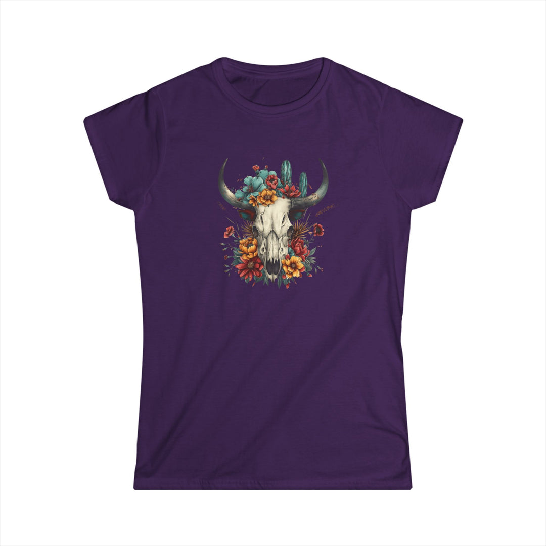 Bright And Flowery Skull - Women's Softstyle Tee