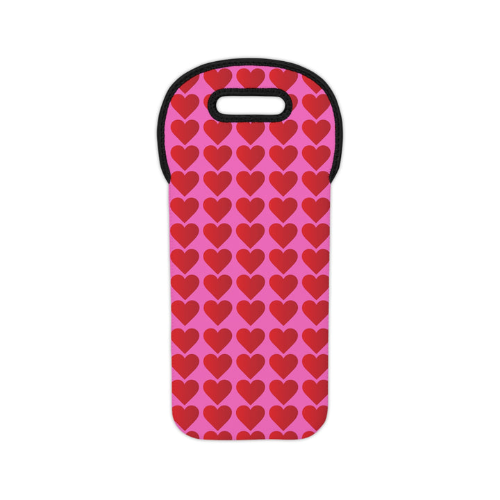 Red Valentine Hearts - Wine Tote Bag