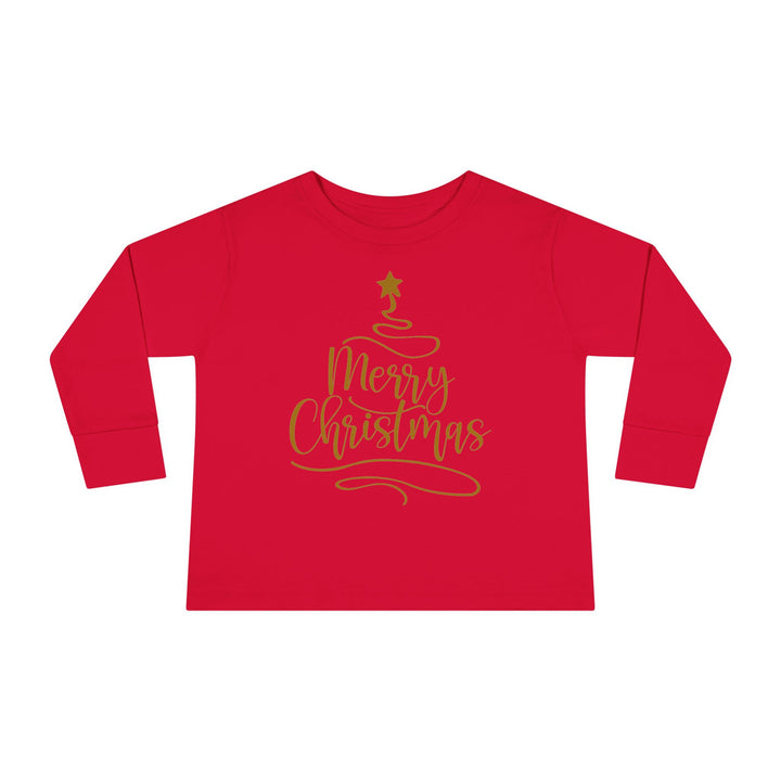 Merry Christmas Gold Tree - Toddler Long Sleeve Tee