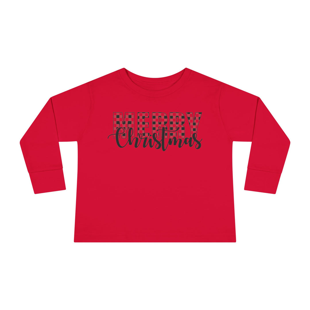 Merry Christmas Buffalo Plaid - Toddler Long Sleeve Tee