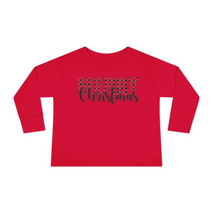 Merry Christmas Buffalo Plaid - Toddler Long Sleeve Tee