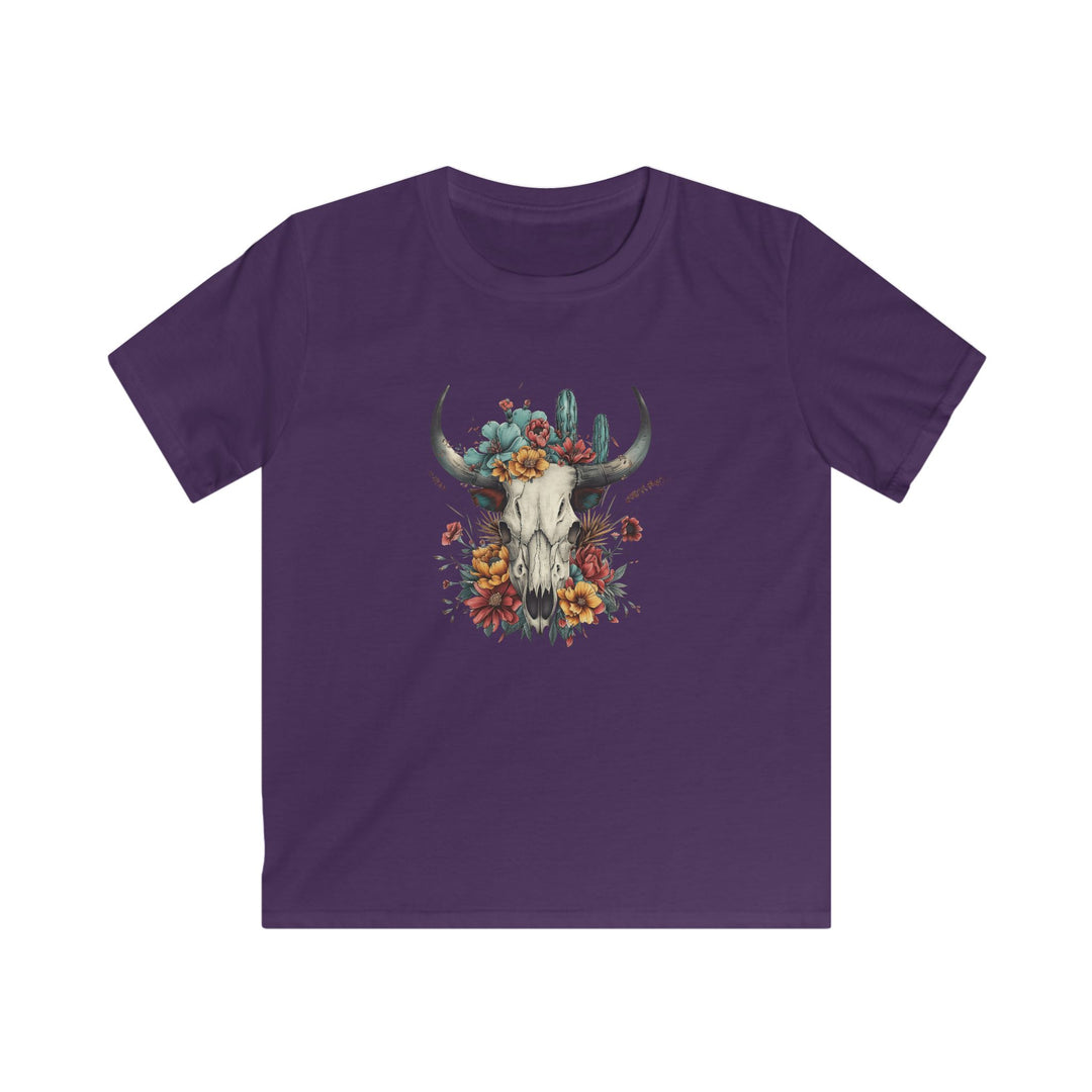 Bright And Flowery Skull - Kids Softstyle Tee