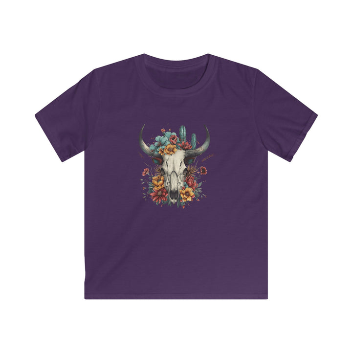 Bright And Flowery Skull - Kids Softstyle Tee