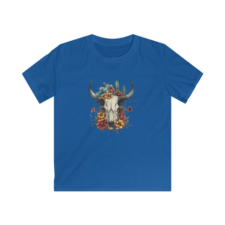 Bright And Flowery Skull - Kids Softstyle Tee