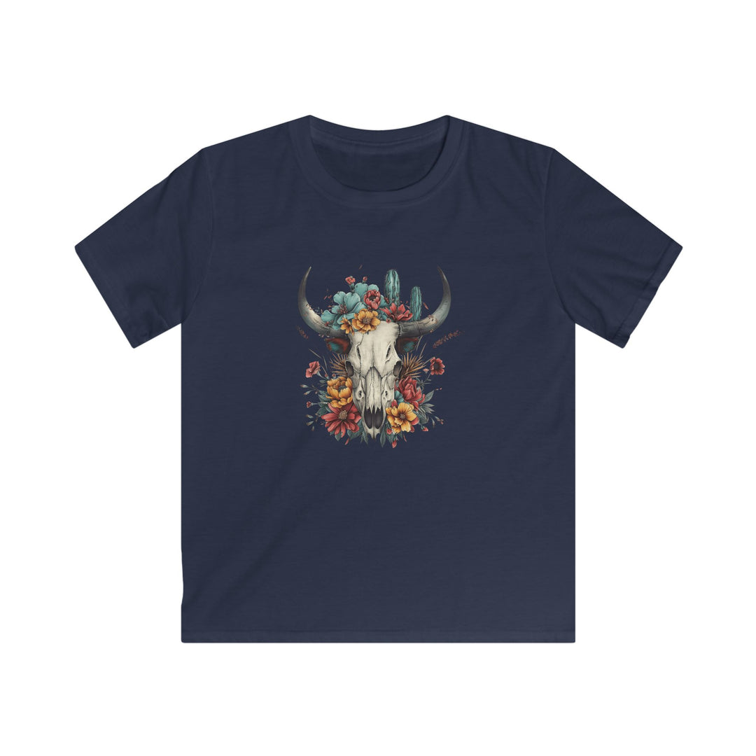 Bright And Flowery Skull - Kids Softstyle Tee
