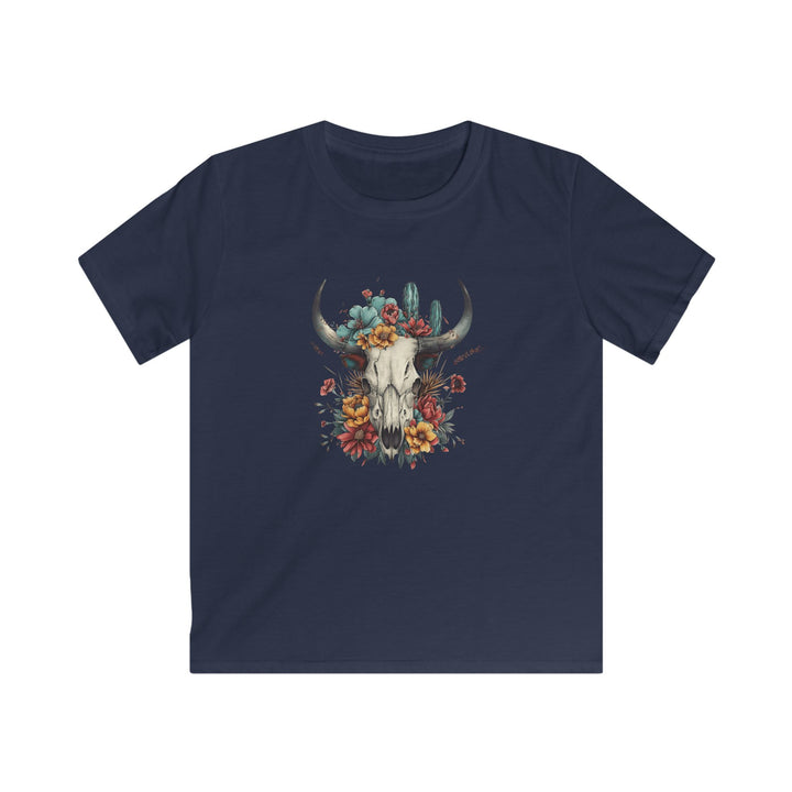 Bright And Flowery Skull - Kids Softstyle Tee