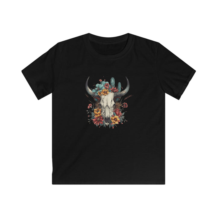 Bright And Flowery Skull - Kids Softstyle Tee