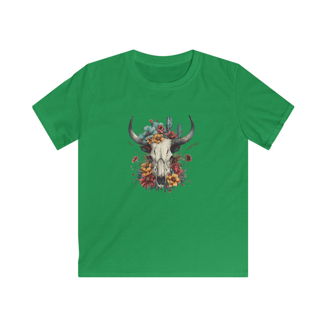 Bright And Flowery Skull - Kids Softstyle Tee