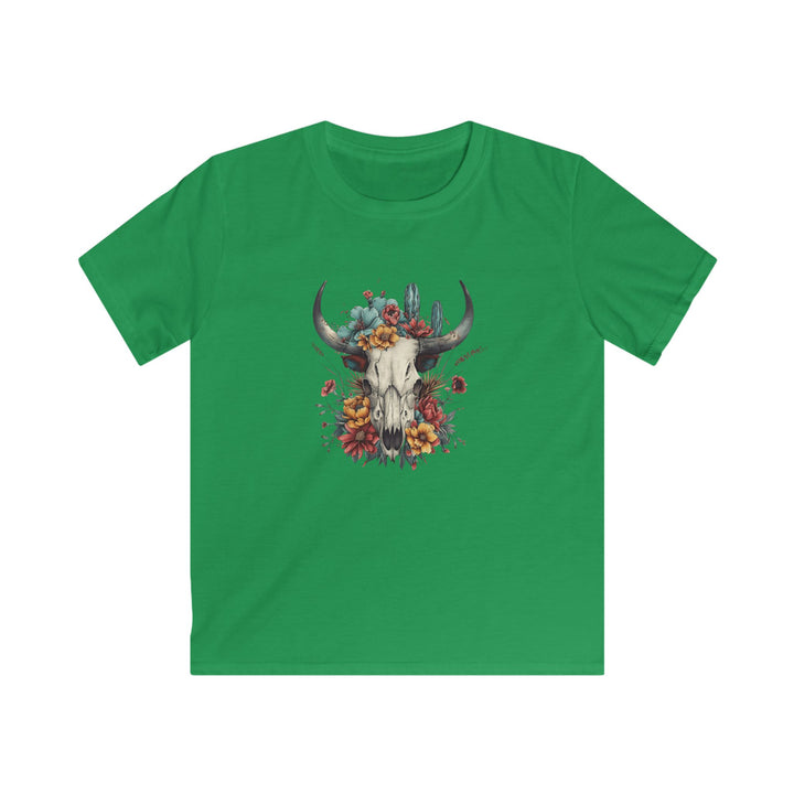 Bright And Flowery Skull - Kids Softstyle Tee