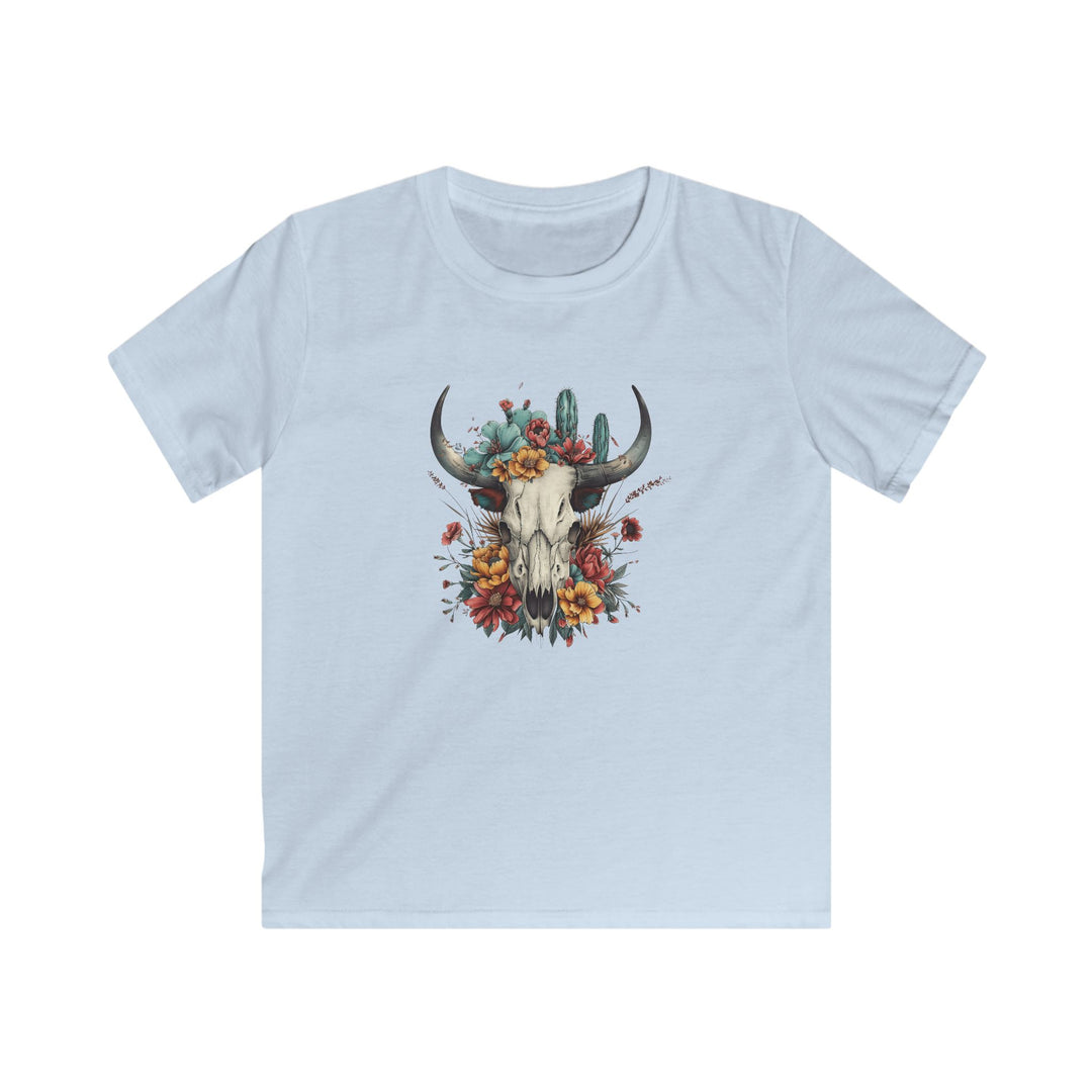 Bright And Flowery Skull - Kids Softstyle Tee