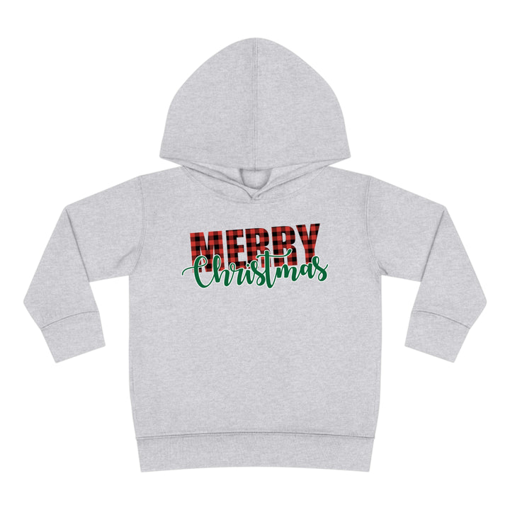 Merry Christmas Buffalo Plaid - Toddler Pullover Fleece Hoodie