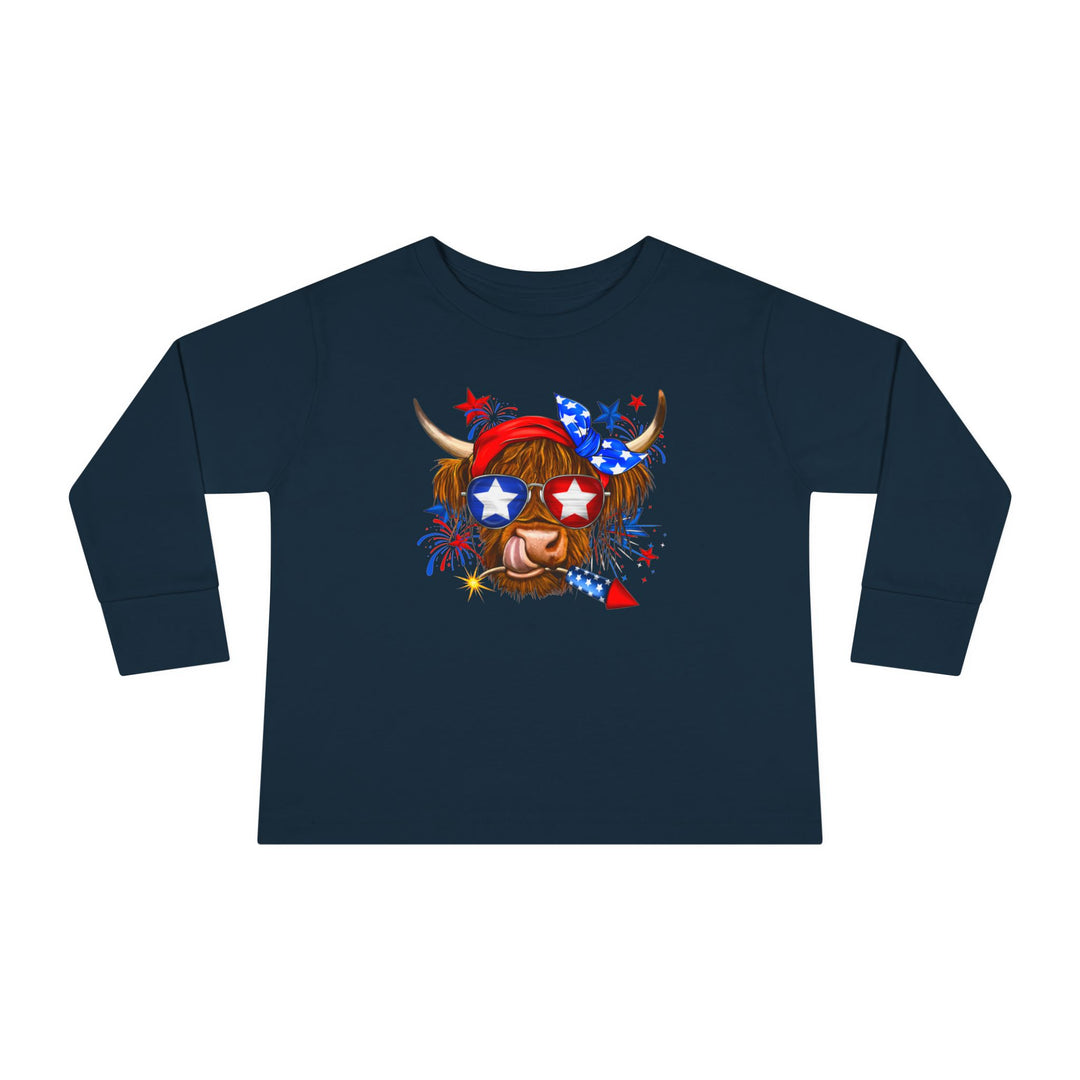 4th Of July Cow - Toddler Long Sleeve Tee