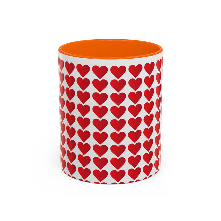 Red Valentine Hearts - Accent Coffee Mug (11, 15oz)