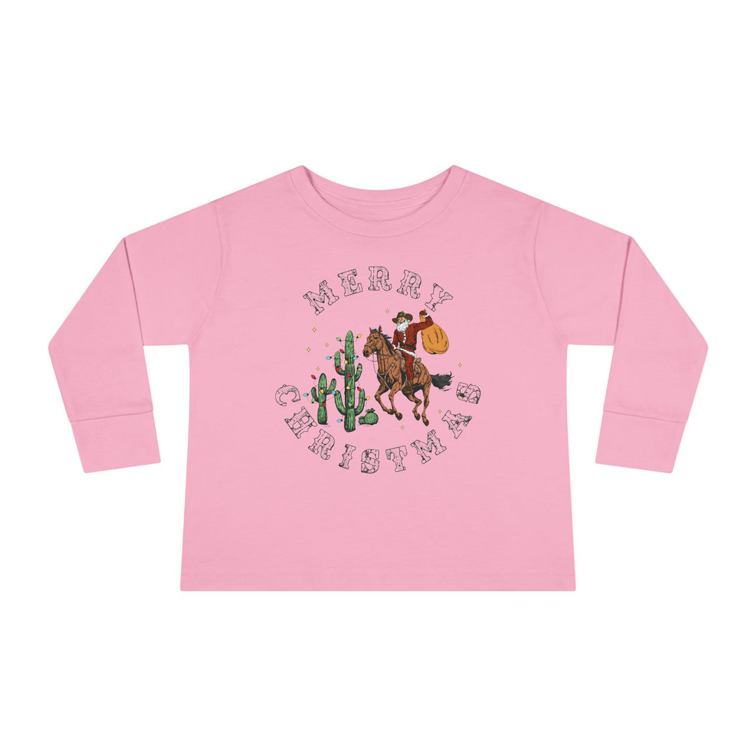 Merry Christmas Cowboy Santa - Toddler Long Sleeve Tee