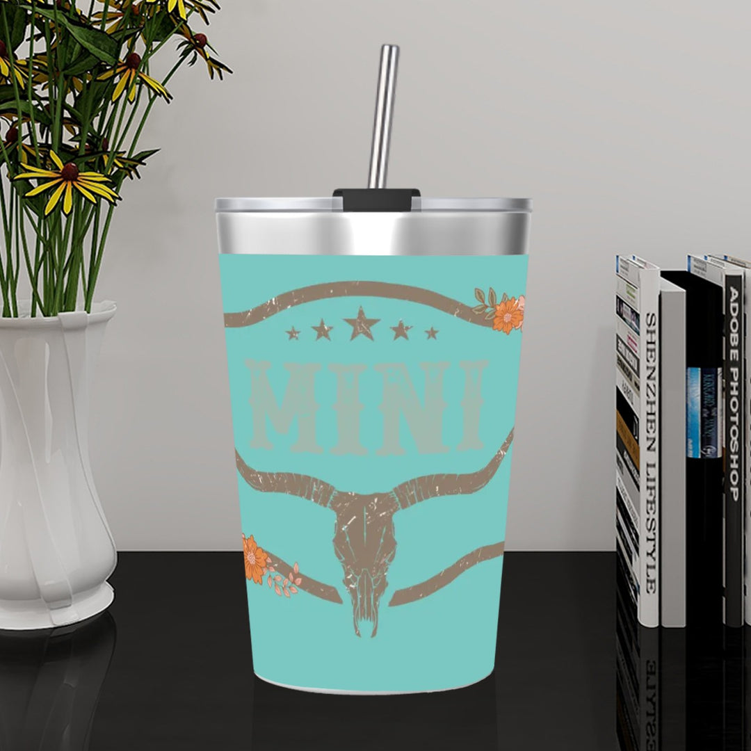 Skull Mini - Stainless Steel Water Bottle With Straw (12oz)