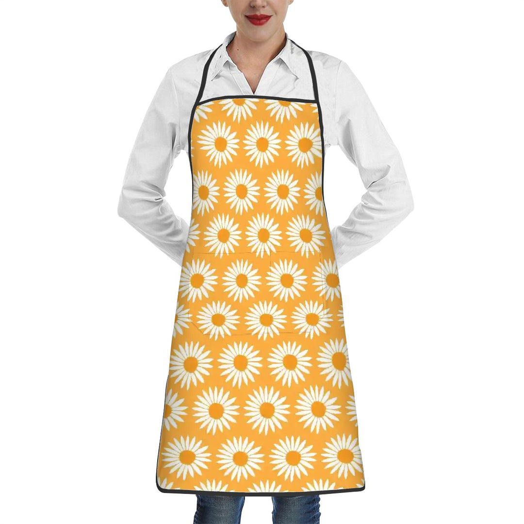 Yellow Sunflower Print - Adult Apron with Pockets