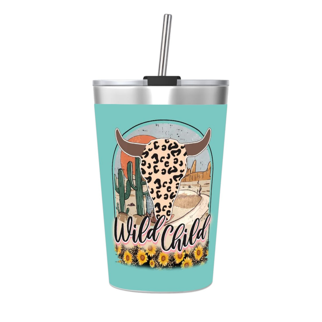 Wild Child - Stainless Steel Water Bottle With Straw (12oz)