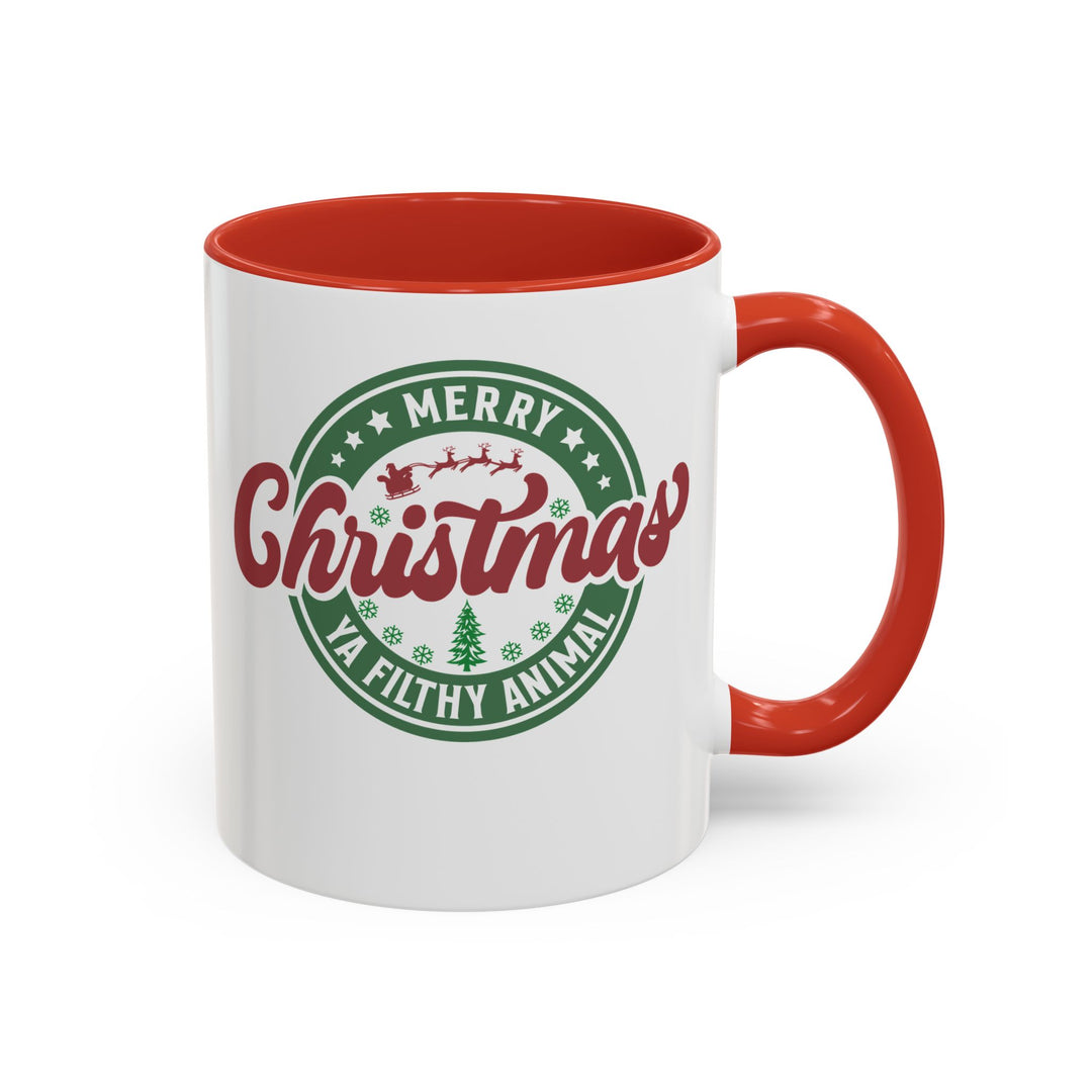 Merry Christmas Ya Filthy Animal - Accent Coffee Mug (11, 15oz)