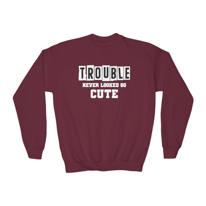 Trouble Never Looked So Cute - Youth Crewneck Sweatshirt