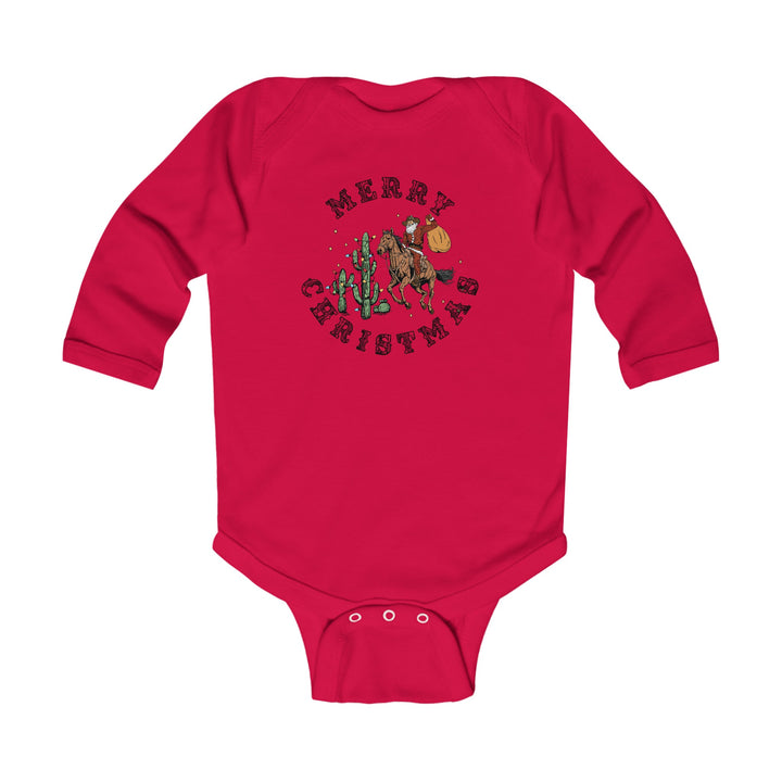 Merry Christmas Cowboy Santa - Infant Long Sleeve Bodysuit