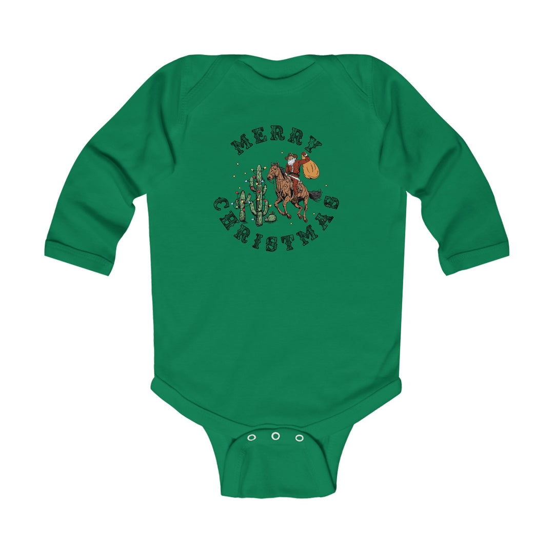 Merry Christmas Cowboy Santa - Infant Long Sleeve Bodysuit