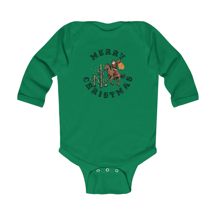 Merry Christmas Cowboy Santa - Infant Long Sleeve Bodysuit