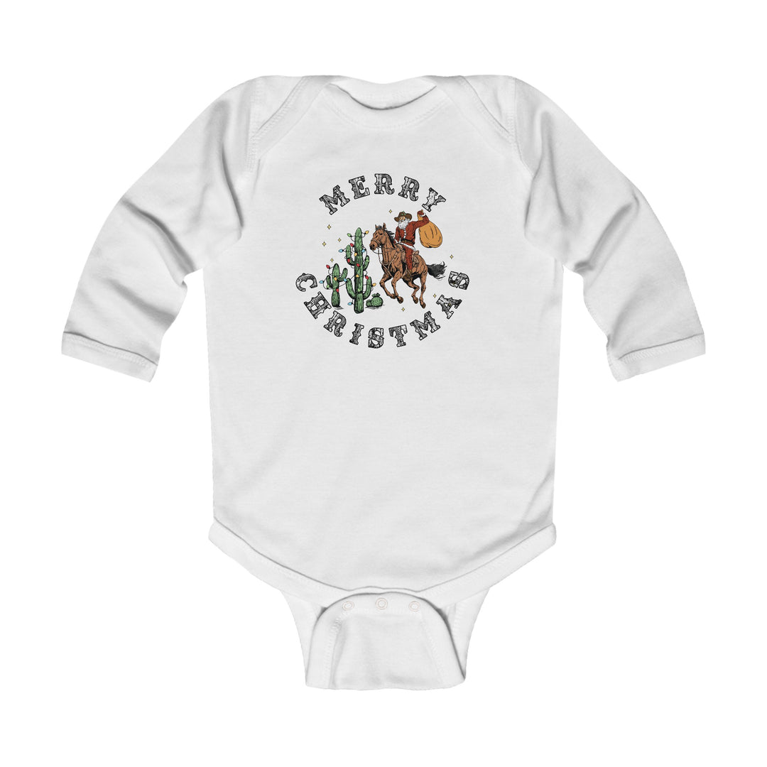 Merry Christmas Cowboy Santa - Infant Long Sleeve Bodysuit