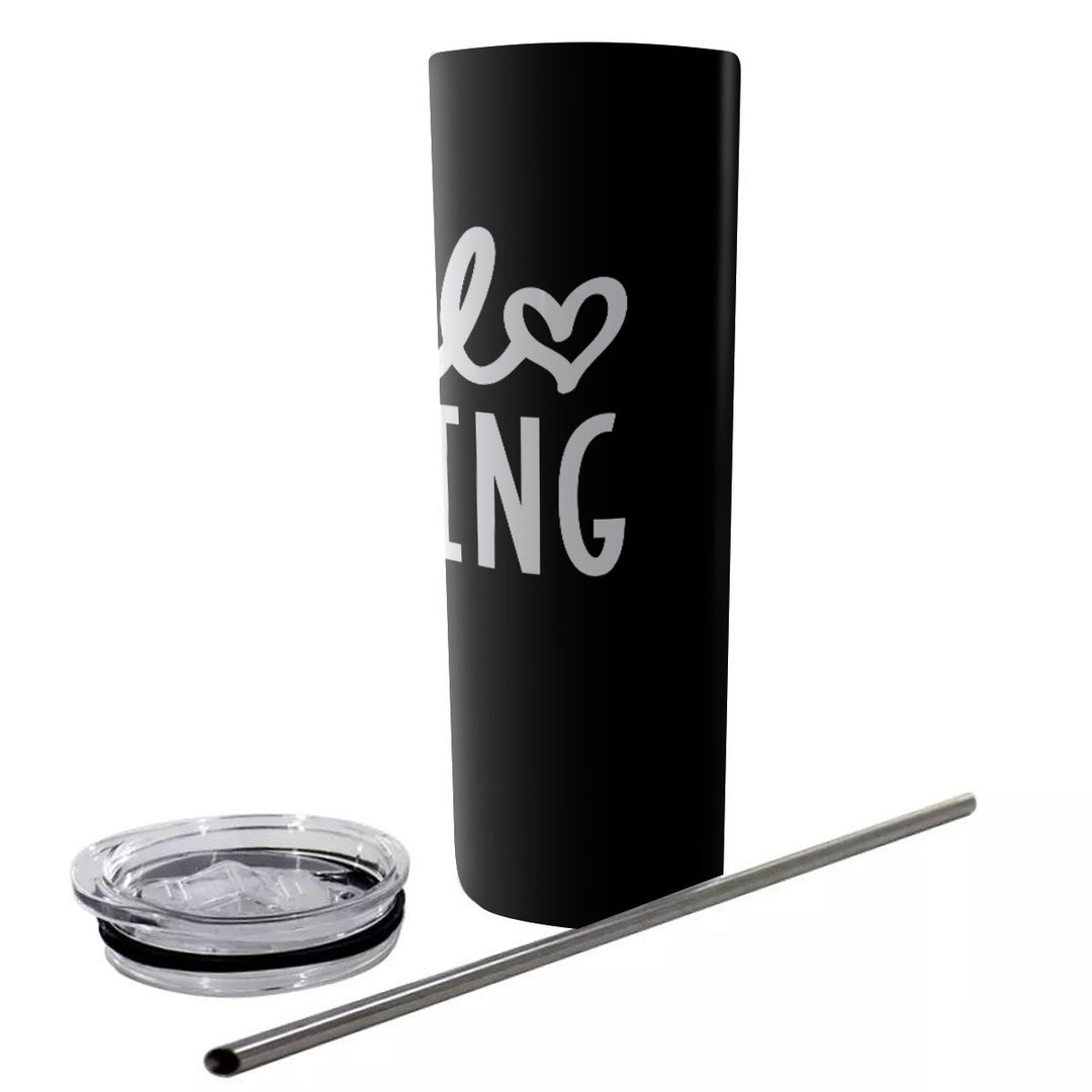 Hello Spring - Glitter Tumbler With Stainless Steel Straw 20oz