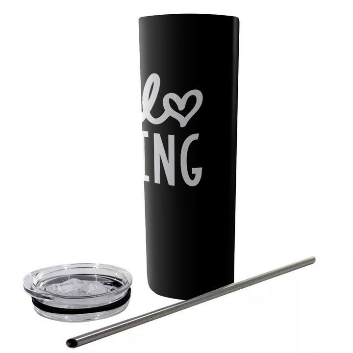 Hello Spring - Glitter Tumbler With Stainless Steel Straw 20oz