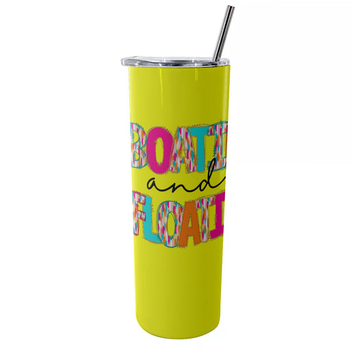 Boatin & Floatin - Glitter Tumbler With Stainless Steel Straw 20oz