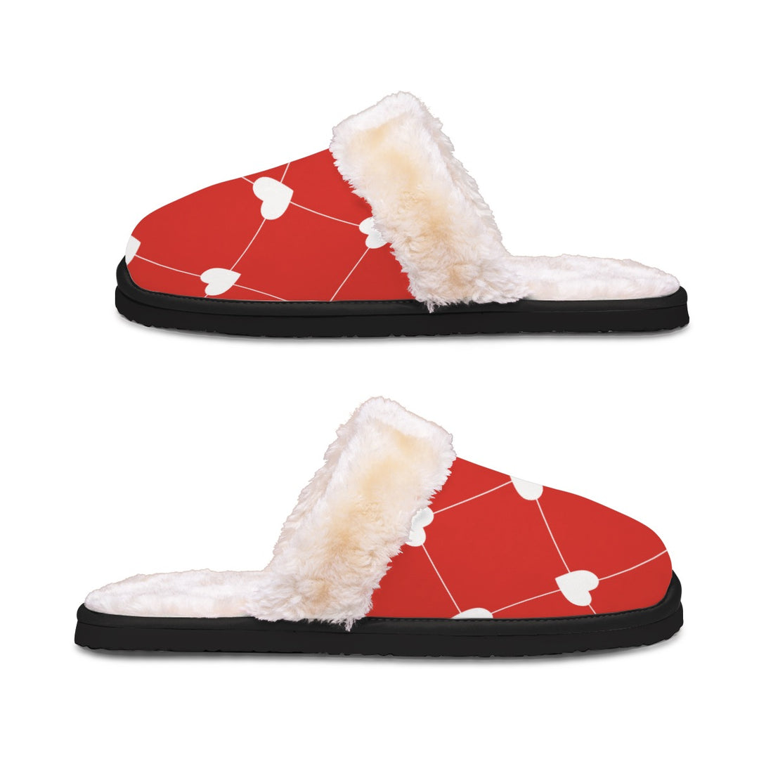 White Heart Diamond - Women's Home Plush Slippers