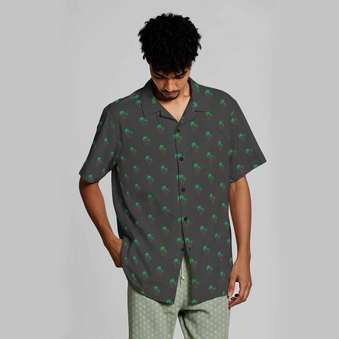 Palm Tree - All-Over Print Men's Hawaiian Shirt With Button Closure
