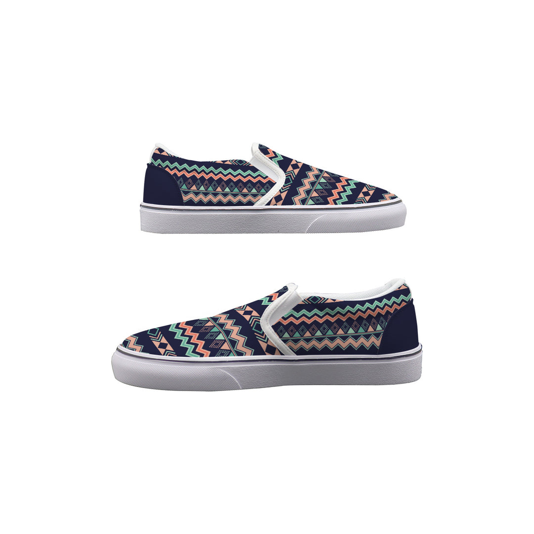 Peach Aztec Chevron - Women's Slip On Sneakers