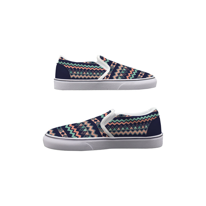 Peach Aztec Chevron - Women's Slip On Sneakers