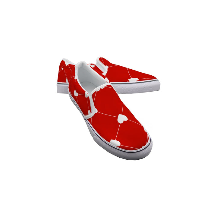 White Heart Diamond - Women's Slip On Sneakers