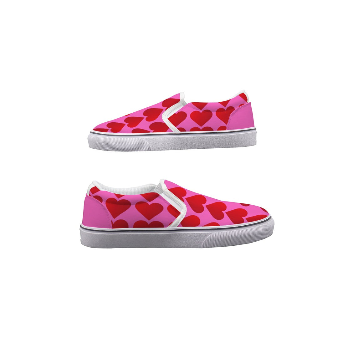 Red Valentine Hearts - Women's Slip On Sneakers