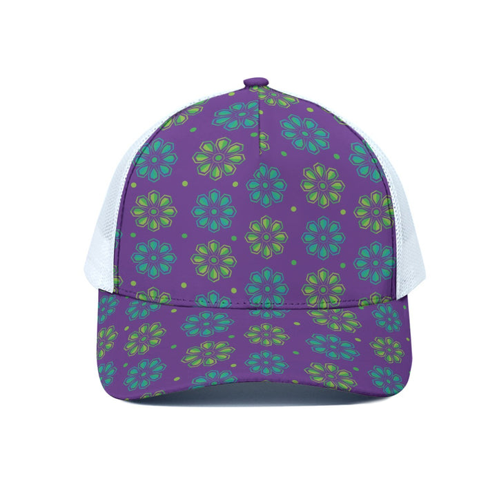 Neon Flowers - Unisex Trucker Hat With White Half-mesh