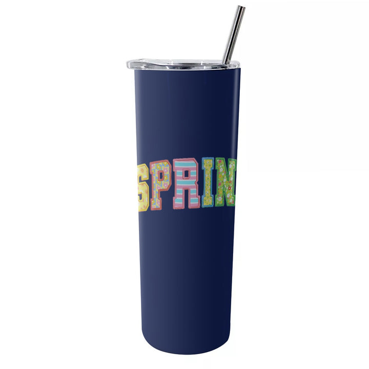Spring Quilt - Glitter Tumbler With Stainless Steel Straw 20oz