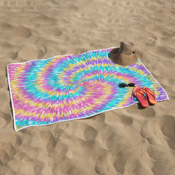 Pink & Blue Tie Dye - Rectangular Beach Towel