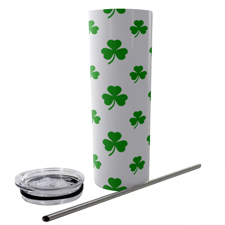 White Clover - Glitter Tumbler With Stainless Steel Straw 20oz