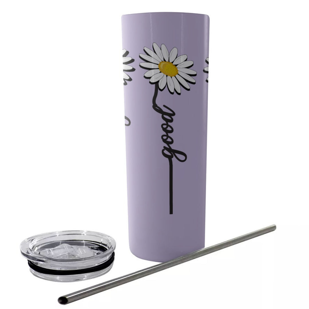 Only Good Vibes - Glitter Tumbler With Stainless Steel Straw 20oz