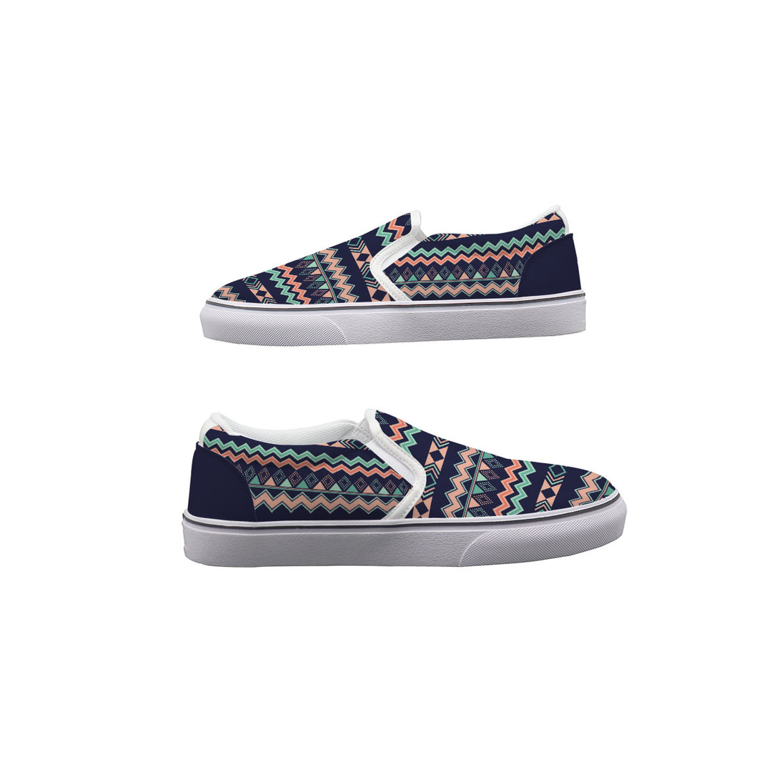 Peach Aztec Chevron - Women's Slip On Sneakers