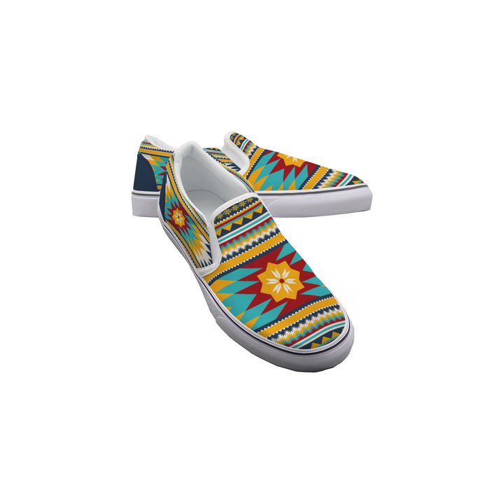 Gold Aztec - Women's Slip On Sneakers